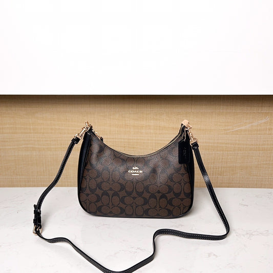 Coach Bag Teri Sholder Bag Dark Brown and Black